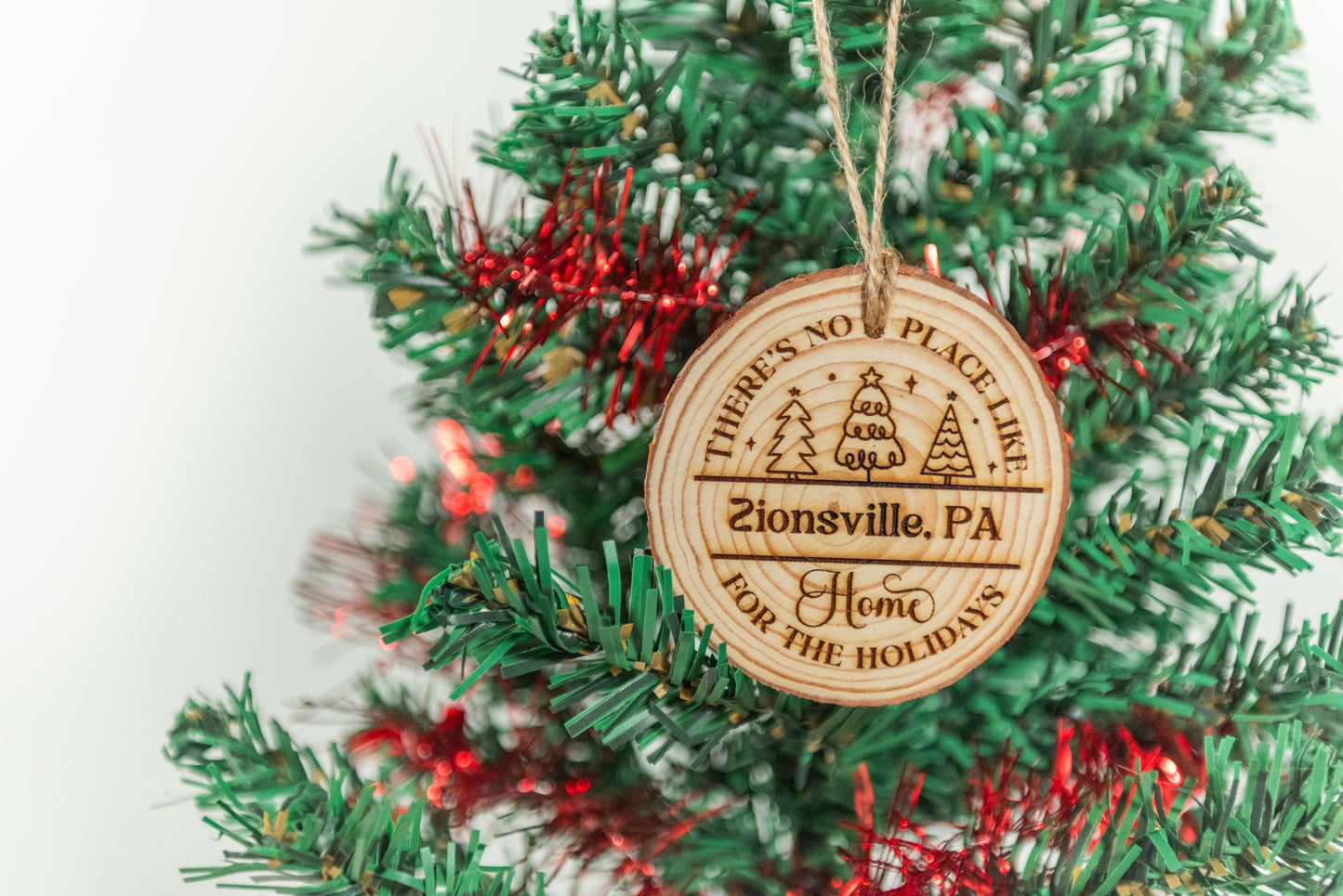 Custom Location Wood Slice Ornament